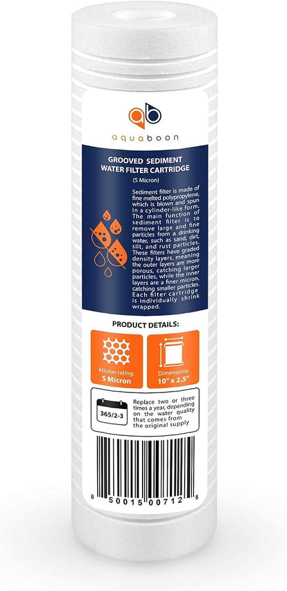 Aquaboon 5 Micron 10 x 2.5 Grooved Sediment Water Filter Replacement - Image 8