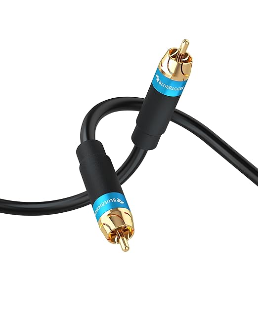 BlueRigger RCA Audio Subwoofer Cable (10FT, Dual Shielded, Gold Plated RCA Connectors) – for Subwoofer, Amplifier, Home Theater