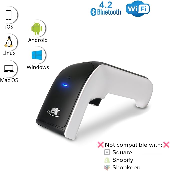 ScanAvenger Wireless Portable 1D&2D Bluetooth Barcode Scanner: Hand Scanner 3-in-1, Cordless, Rechargeable Scan Gun for Inventory - USB Bar Code/QR Reader (1D&2D with No Next Gen Stand)…