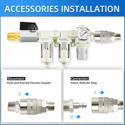 MEANLIN 3/8" NPT 3 in 1 Air Drying System Particulate Air Filter, Air Pressure - Image 4