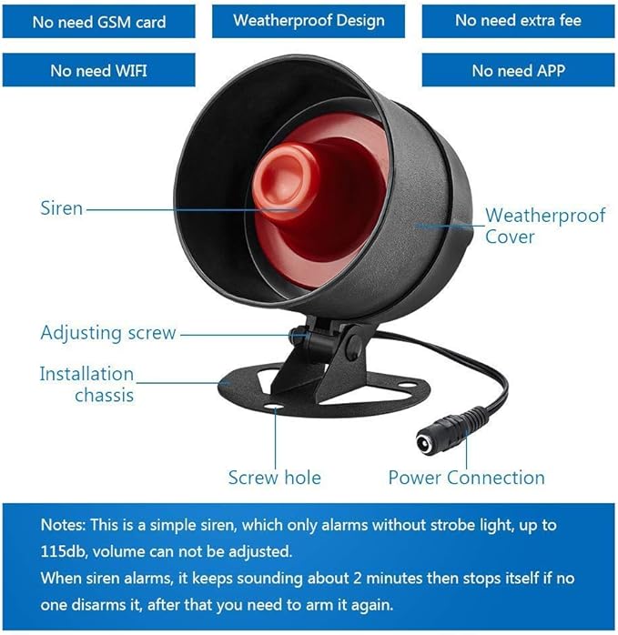 KERUI Home Security System Indoor Outdoor Weather-Proof Siren Window Door Sensors Motion Sensor Alarm with Remote Control More DIY, Wireless House Hotel Garage Shop Burglar Door Alarm, NO WIFI/GSM/APP