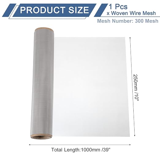 uxcell 300 Mesh 39" x 10" Woven Wire Mesh, 316 Stainless Steel Air Vent Filter - Image 2