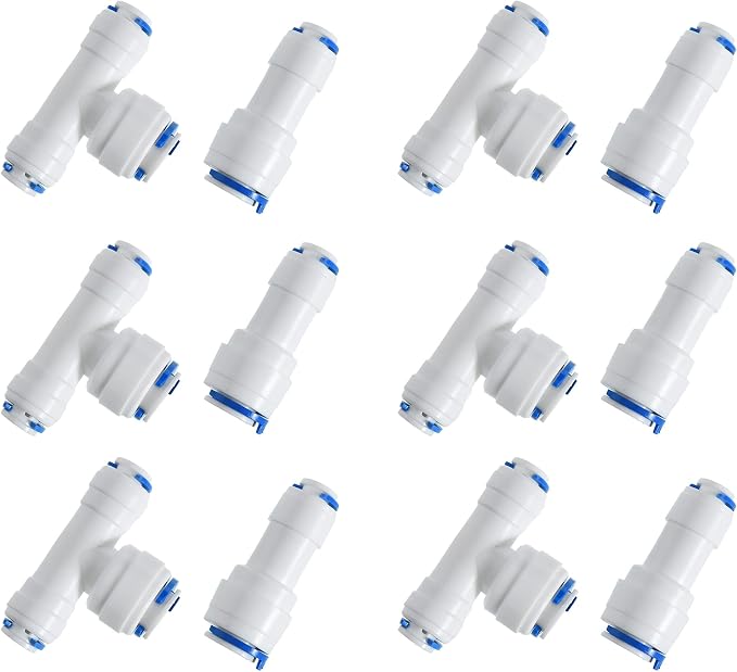 3/8-inch x 1/4-inch 6 pcs T and 6 pcs I Tube Quick Push in Connector by JBTOZIUY
