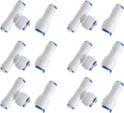 3/8-inch x 1/4-inch 6 pcs T and 6 pcs I Tube Quick Push in Connector by JBTOZIUY