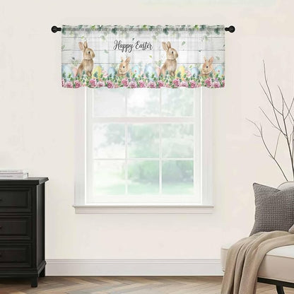 Easter Sheer Valances for Windows 60"x18", Light Filtering Kitchen Curtains - Image 9