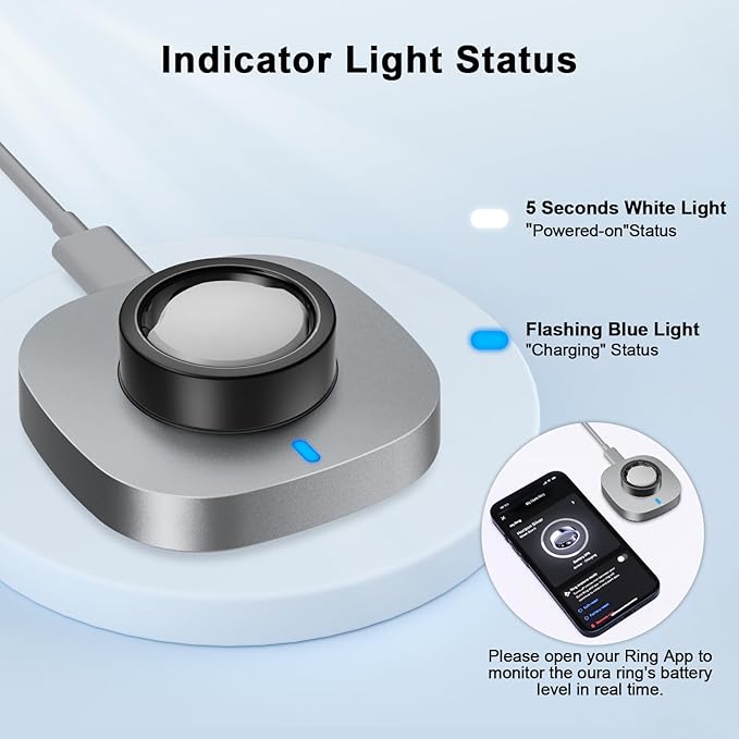 ZOOROO Charger Compatible with Oura Ring Gen 3 Size 13, Fast Charging Dock with USB-C Cable