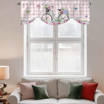 Spring Tie Up Valance Curtains for Windows, Kitchen Curtains Window Shades - Image 3