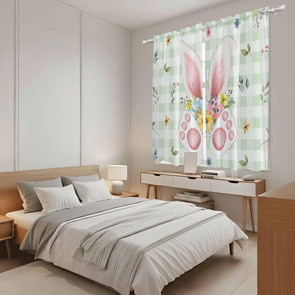 Easter Window Curtains 63 Inch Long 2 Panel Set, Rod Pocket Bedroom Curtains & - Image 4