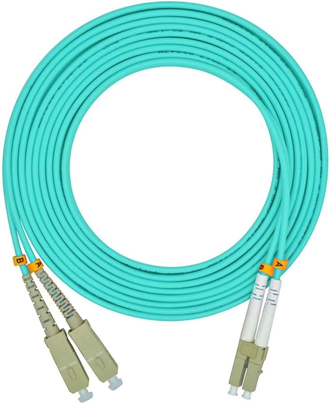 Jeirdus 1Meter 3ft LC to SC Duplex 50/125 10G OM3 Multi-Mode Fiber Optic Cable Jumper Optical Patch Cord LC-SC