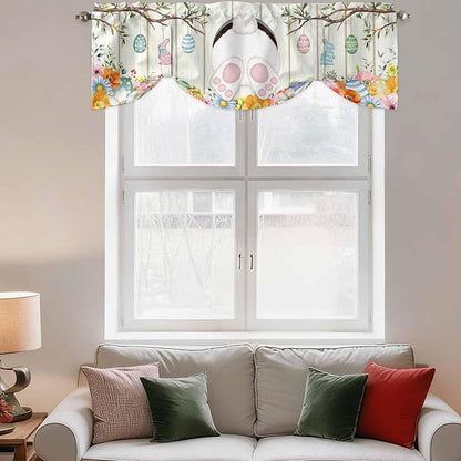 Easter Tie Up Valance Curtains for Windows, Kitchen Curtains Window Shades - Image 3