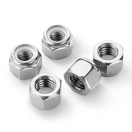 MewuDecor #10 24 Nylon Insert Hex Lock Nuts Locknuts, 304 Stainless Steel 18-8, Bright Finish, 100 PCS