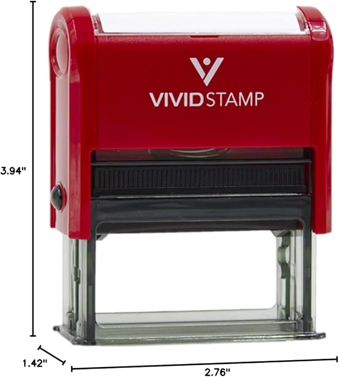 Basic Closed Self Inking Rubber Stamp (Red Ink) - Large 2 Pack