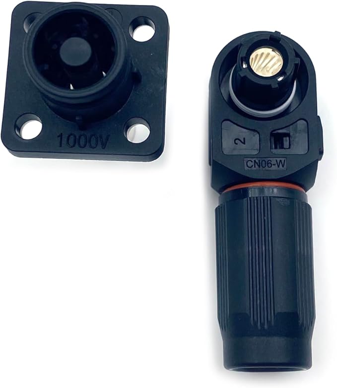 1 Set Battery Energy Storage Connector, 150A High Current Connectors Quick Plug Terminal Black Right Angle Plug and Socket IP67 Waterproof Power Adapter Crimping 35mm² Wiring (1500V)