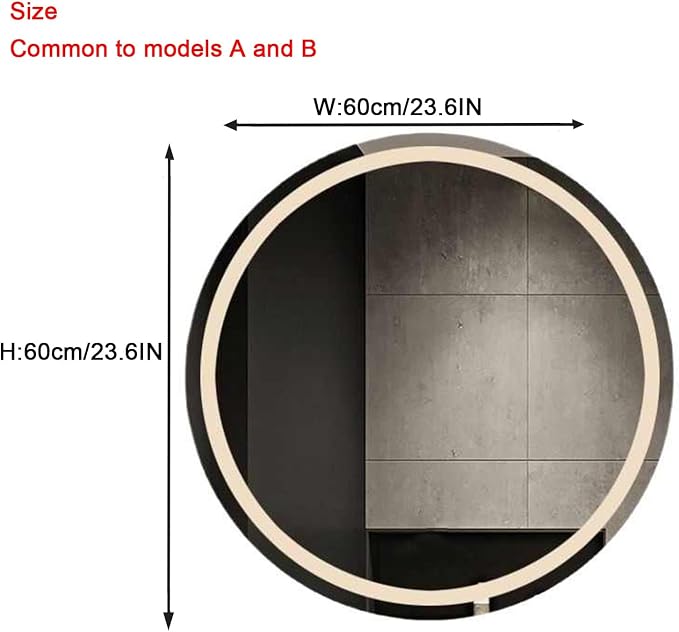 Round Bathroom Mirror with LED Lights and Demister，Round LED Bathroom Mirror - Image 2