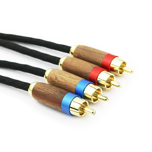 NewFantasia Audiophiles 2RCA Male to 2RCA Male Stereo Audio Cable HiFi System Interconnect Cable 6N OCC Copper Silver Plated Cord Walnut Wood Shell 2 RCA to 2 RCA 2m 6.6ft