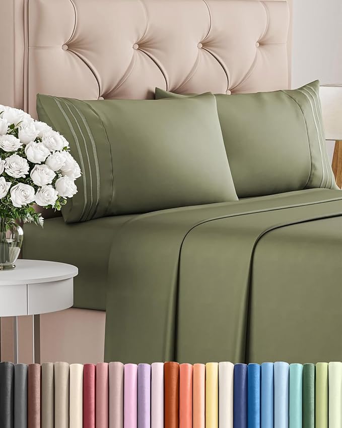 Queen Size 4 Piece Sheet Set - Comfy Breathable & Cooling Bed Sheets Set - Hotel Luxury Bedding for Women, Men, Kids, Teens, Boys & Girls - Deep Pockets, Soft and Wrinkle Free - Oeko-Tex - Sage Green