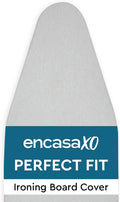 Encasa XO Ironing Board Cover And Pad 42"x14" - 4mm Felt & 2mm foam Metallized Silver iron Board Cover With Padding - Heat & Scorch Resistant, Non Slip, Bungee Elasticated, 3 Fasteners Silver Luxury