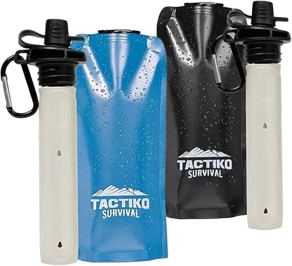 2-Pack Tactiko Survival 20oz/600ml Filtered Water Bottle Kit by TactikoSurvival