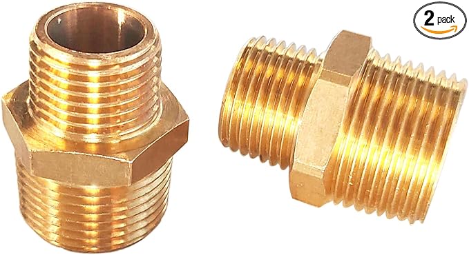 2pcs 3/4" NPT x 1/2" NPT Brass Nipple, 3/4 to 1/2 Adapter Fitting Reducing by Gadoutcover