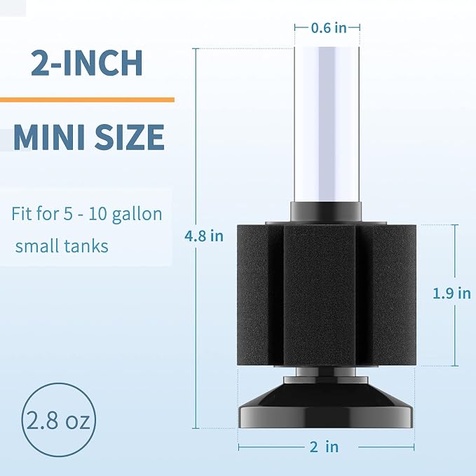 Pawfly 4 Pack Aquarium Nano Bio Sponge Filter Quiet Betta Fry Shrimp and Small - Image 4