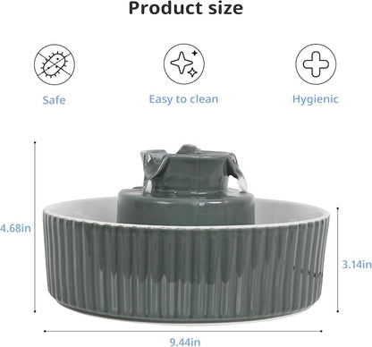 Ceramic Cat Water Fountain, 2.1L/71oz Cupcake Pet Water Fountain - Image 2