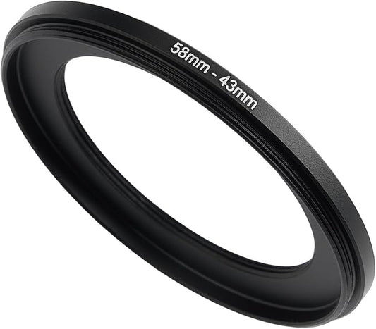 58mm to 43mm Step-Down Ring Filter Adapter, Metal Ring Step-Down Rings Adapter by BETUYESS