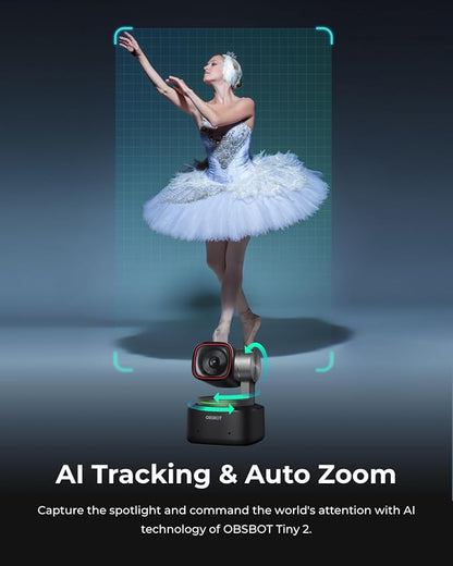 OBSBOT Tiny 2 Webcam 4K Voice Control PTZ, AI Tracking Multi-Mode & Auto Focus - Image 3