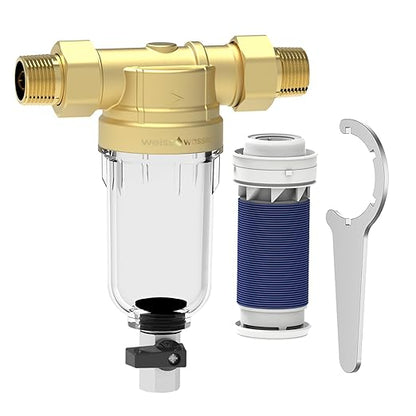 90 Micron Disc Spin Down Sediment Filter, Reusable ＆ Anti-Clog Whole House by Weisswasser