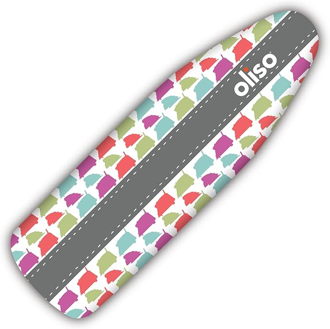 oliso Ironing Board Cover – 100% Cotton with Professional Felt Pad, Fits Standard 54" x 15" Boards – Secure Fit with Wide Elastic Edge & Adjustable Straps – Silhouette