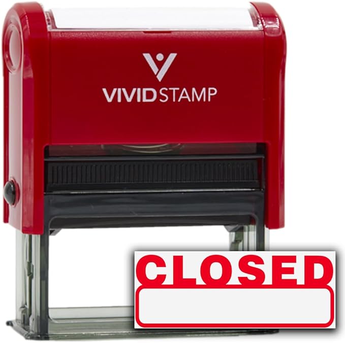 Basic Closed Self Inking Rubber Stamp (Red Ink) - Large