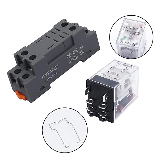TWTADE/DC 6V Electromagnetic Power Coil Relay 10A 8 Pins DPDT 2NO 2NC with Indicator Light and Socket Base -YJ2N-LY