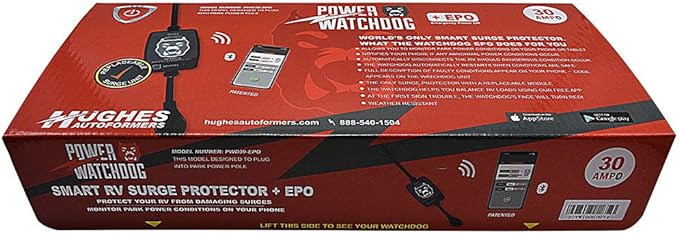 Power Watchdog Smart RV Portable Surge Protector 30 Amp - Patented Bluetooth Connectivity - Monitor Voltage/Amperage/Wattage - Replaceable Module - IP65 Water-Resistant
