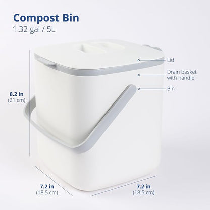 BLUE GINKGO Kitchen Compost Bin – Filter-Free, Odor-Tight Countertop Food Waste - Image 2