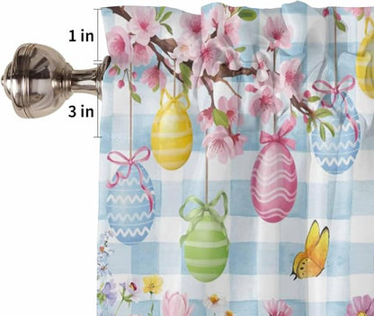 Happy Easter Kitchen Curtains 45 Inches length, Spring Watercolor Bunny Eggs - Image 6