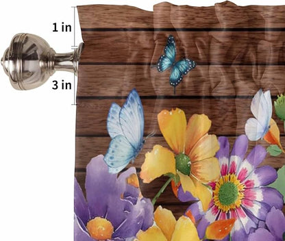 Spring Flowers Tier Curtains 45 Inches Long, Watercolor Farmhouse Colorful - Image 6