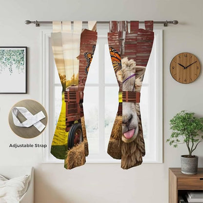 Farm Sheep Bathroom Curtains 63 Inch Length, Window Curtains Tab Top, Farmhouse - Image 5