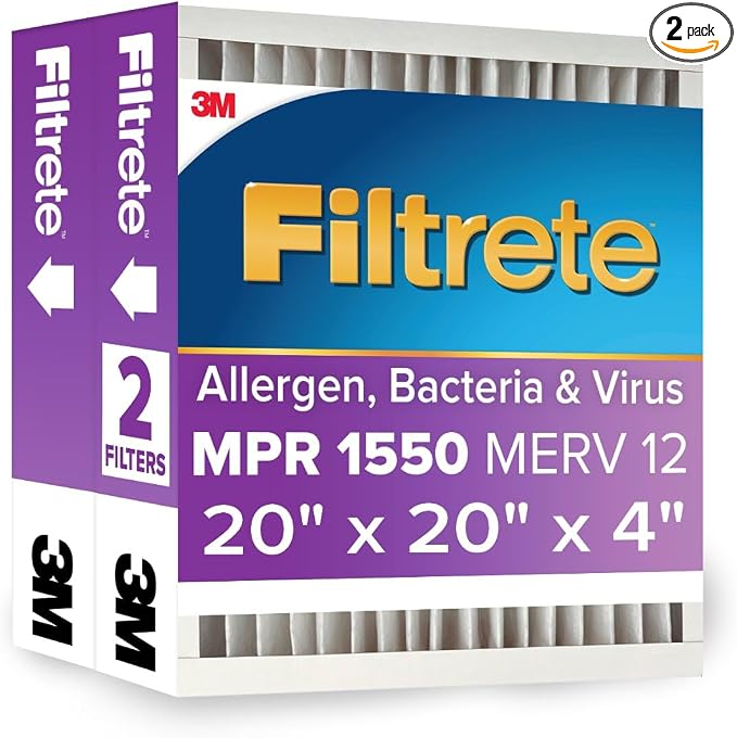Filtrete 20x20x4 AC Furnace Air Filter, MPR 1550, MERV 12, Fits Honeywell by Filtrete