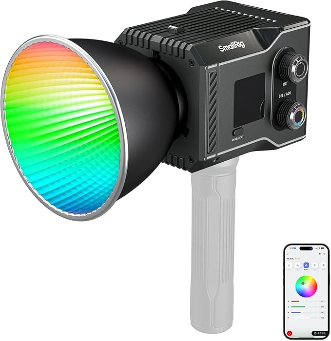 SmallRig RC 60C RGB LED Video Light, 3400mAh Battery 45min Runtime, APP Control, Potable Palm-Sized Continuous Output Lighting 2500K-10000K, for Photography/Video/Studio, Lite Edition