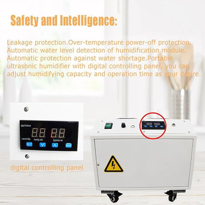 Industrial Ultrasonic Humidifier Cooler Sprayer 9kg/h Portable Continuous Cool - Image 4