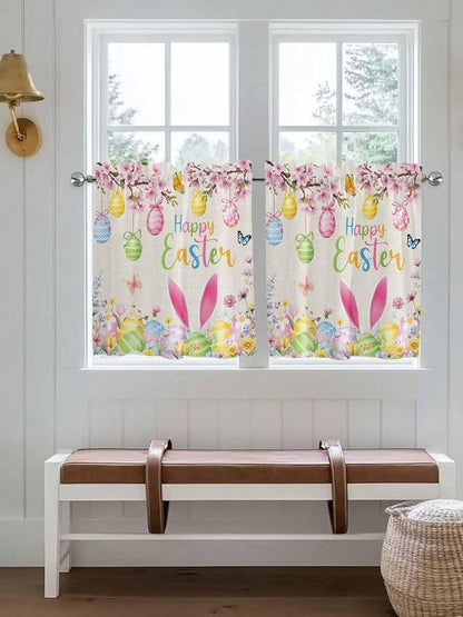 Happy Easter Half Window Curtains 24 Inches Long, Spring Farmhouse Bunny Eggs - Image 4