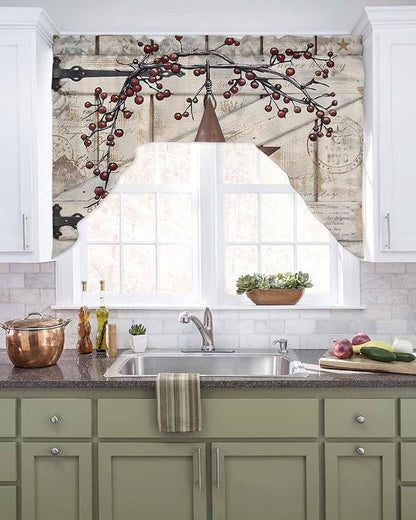 Village Stars Swag Kitchen Curtains Valance and Tier Set, Vintage Rust Yellow - Image 2