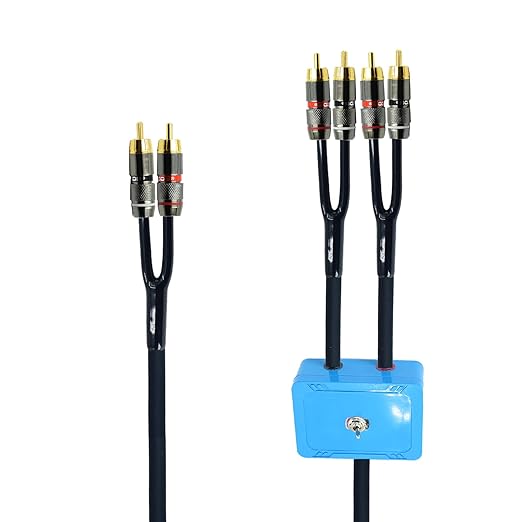 10ft Sound Channel swicher 2 male to 4 Male RCA Switch Selector 2 input 1 Output R/L Stereo Audio 1 in 2 Out Stereo Audio Splitter with Mute Button No External Power Required CD Speaker DVD Playe
