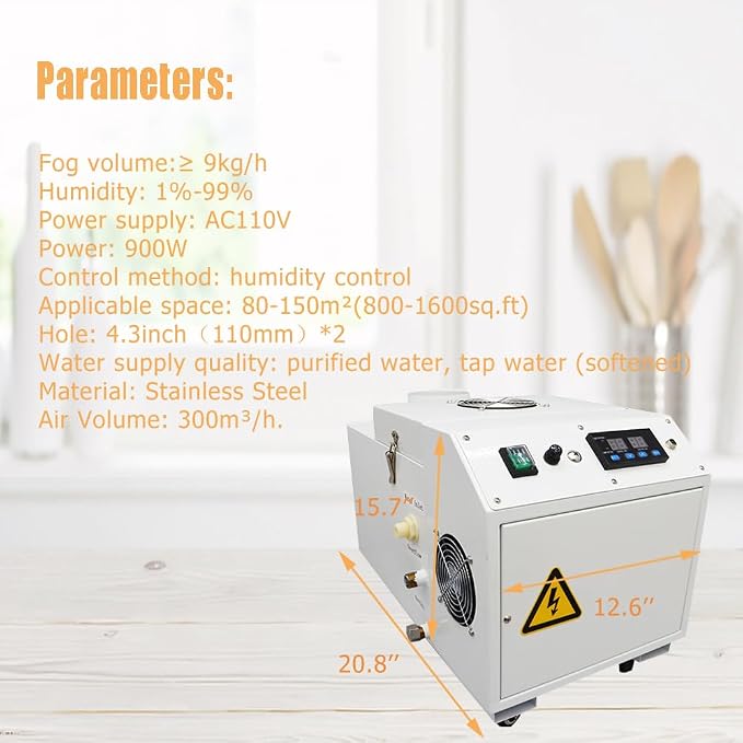 Industrial Ultrasonic Humidifier Cooler Sprayer 6kg/h Portable Continuous Cool - Image 6