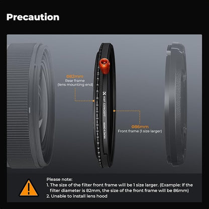 K&F CONCEPT 95mm Black Diffusion Mist Effect 1/4 & Variable ND2-32 & Circular - Image 7