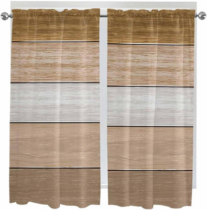 Retro Farm Wood Board Window Valance Curtains, 2 Panel - Image 9