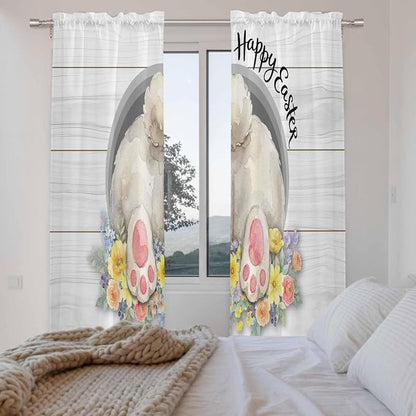 Easter Bunny Window Curtains 72 Inch Long 2 Panel Set, Rod Pocket Long Curtains - Image 4