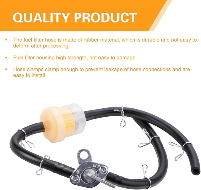 Car Fuel Filter Kit, 39.3" Hose and 3 Filter and Petcock Valve - Image 5