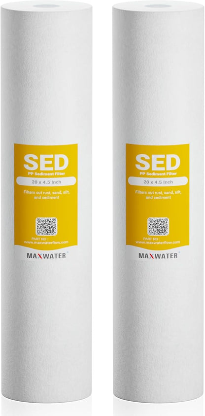 Max Water 20" x 4.5" 10 Micron Sediment Water Filter, Whole House Water Filter by MaxWater