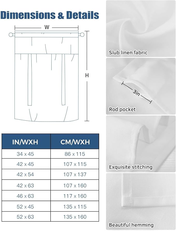 Tie Up Curtains for Windows, Summer Camels Adjustable Balloon Nature Linen - Image 7