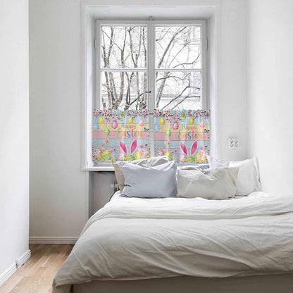 Colorful Easter Half Window Curtains 24 Inches Long, Spring Watercolor Bunny - Image 5